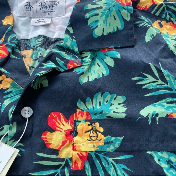 NWT Original Penguin Men’s Floral Graphic Shirt, size Large. Tropical button up. - Picture 4 of 14